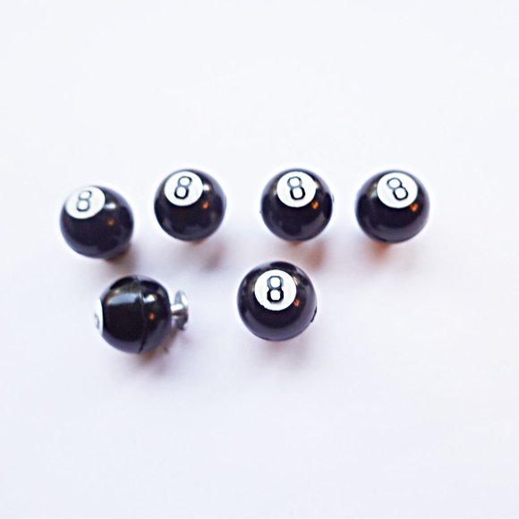 Vintage 8-Ball Tuxedo Shirt Studs, 6 Piece Tuxedo Stud Set - Picture 2 of 2